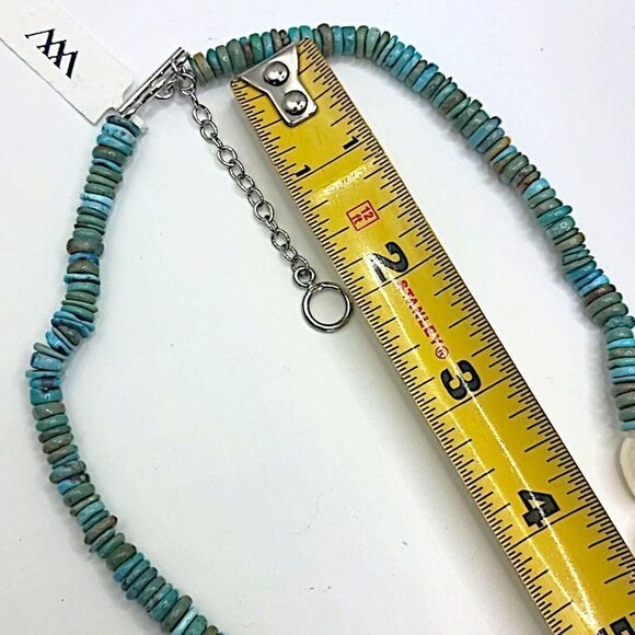 Turquoise Baroque Pearl Necklace Sterling Silver Toggle WW Kingman Western - Picture 2 of 16